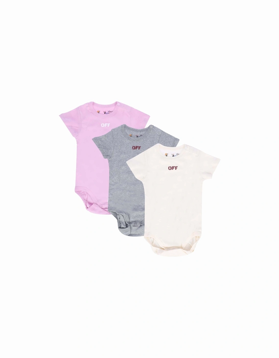 Infants 3 Pack of Off Stamp Bodysuits, 2 of 1