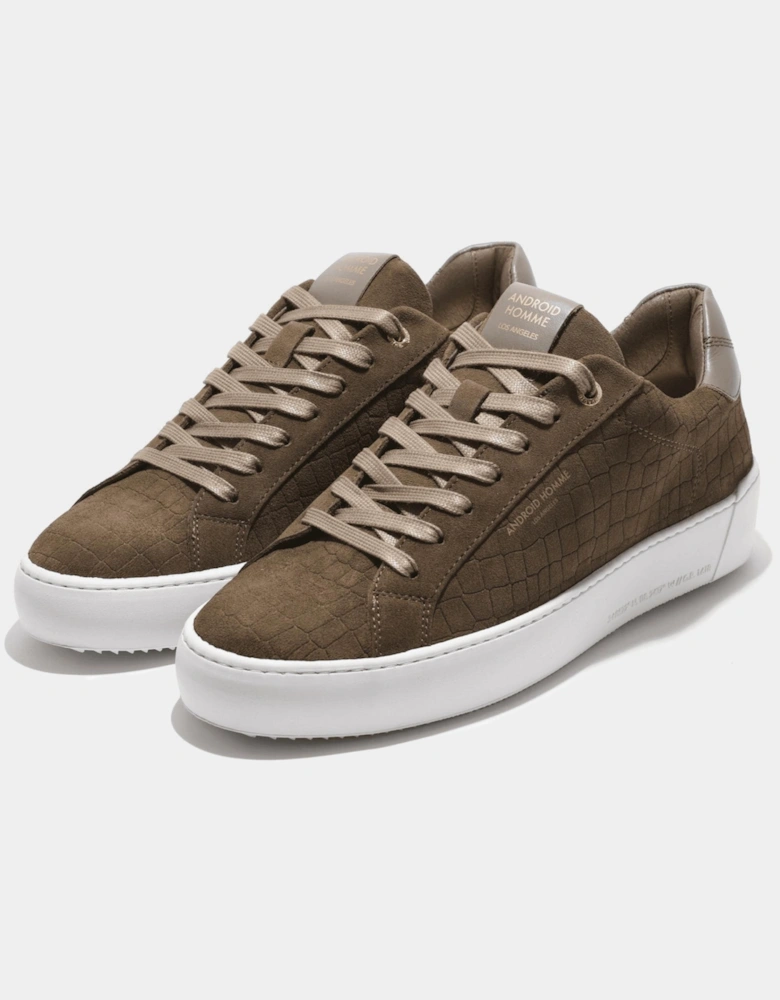 Zuma Caiman Croc Brown Suede Trainer