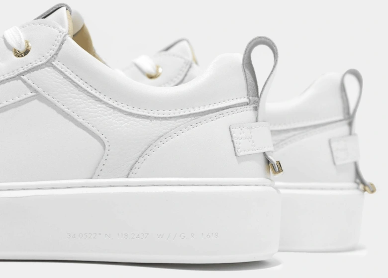 Venice Oversized Gold Hardware Leather White Sneaker
