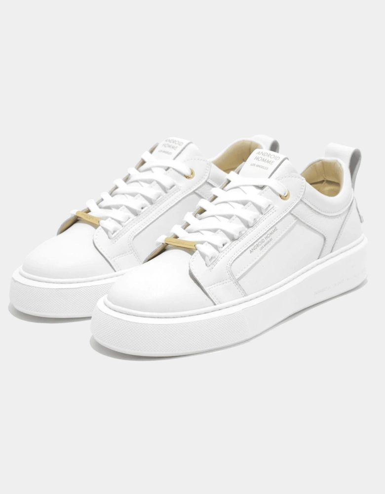 Venice Oversized Gold Hardware Leather White Sneaker