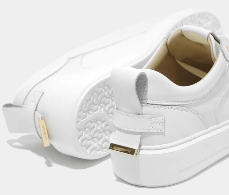 Venice Oversized Gold Hardware Leather White Sneaker