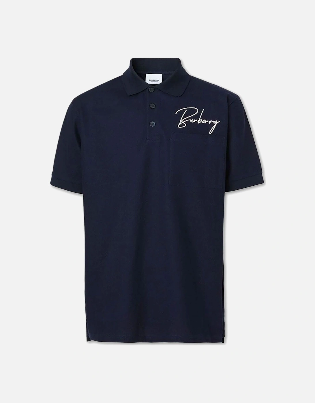 Men's Navy Embroidered Oversized Logo Piqué Polo, 5 of 4