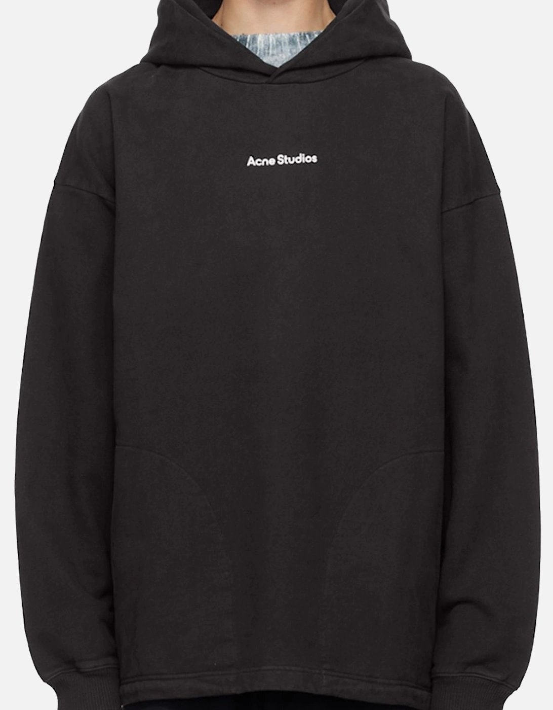 Men's Black Franklin Stamp Oversized Logo Print Hoodie