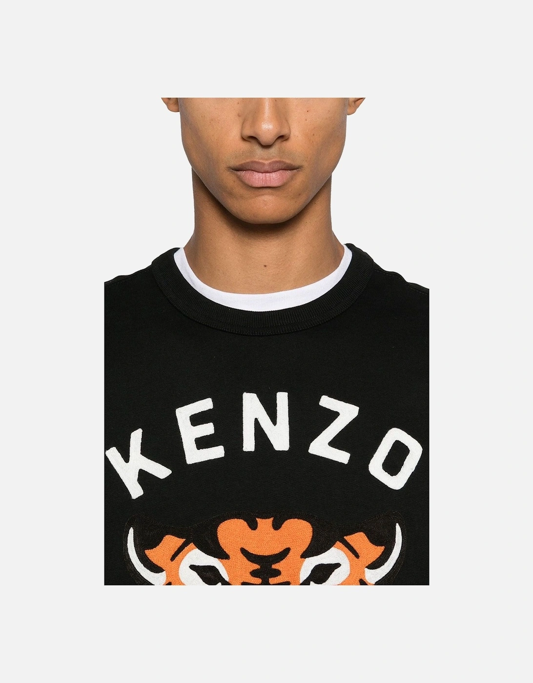 Men's Black Lucky Tiger Embroidered Sweatshirt