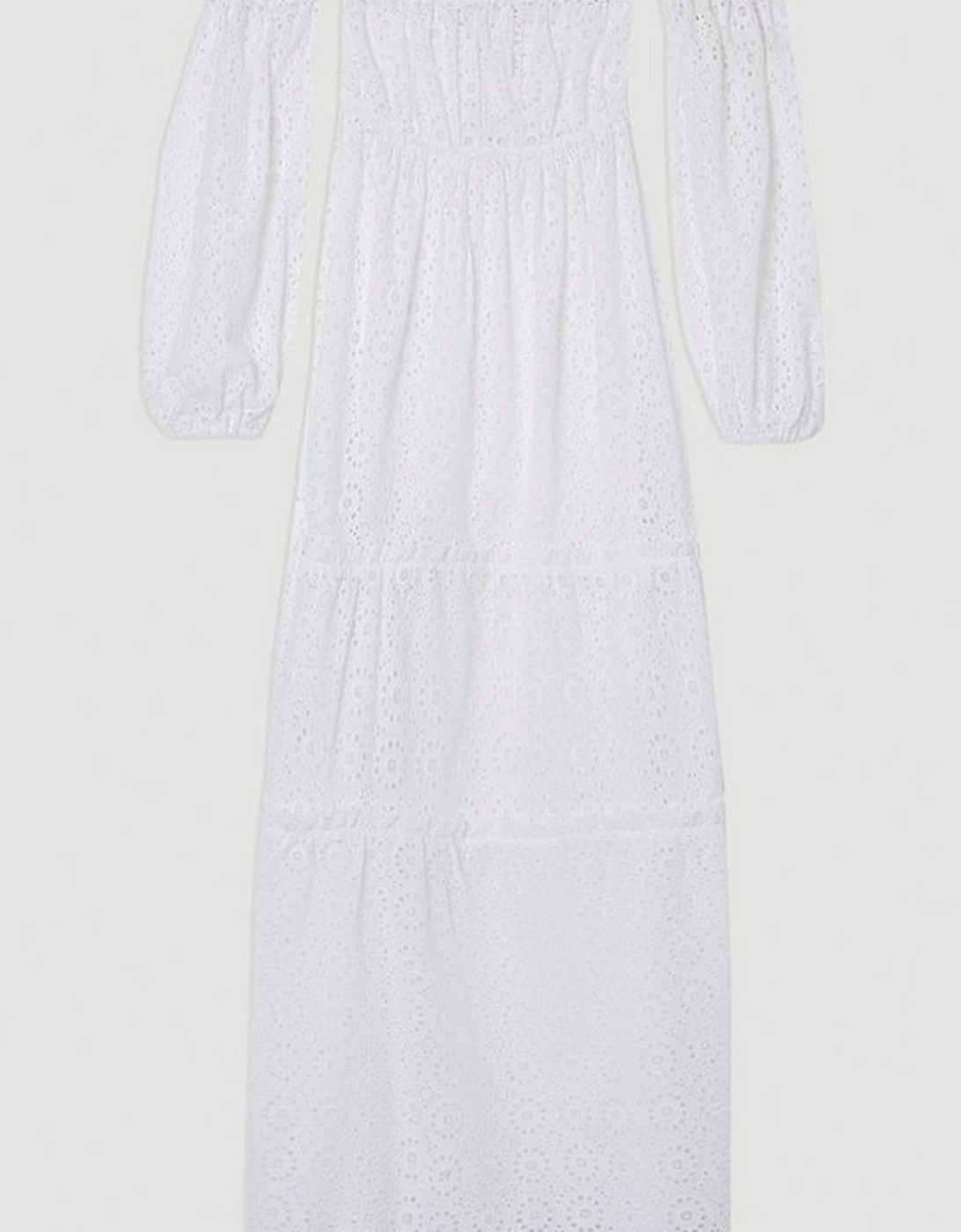 Off Shoulder Broderie Maxi Beach Woven Dress