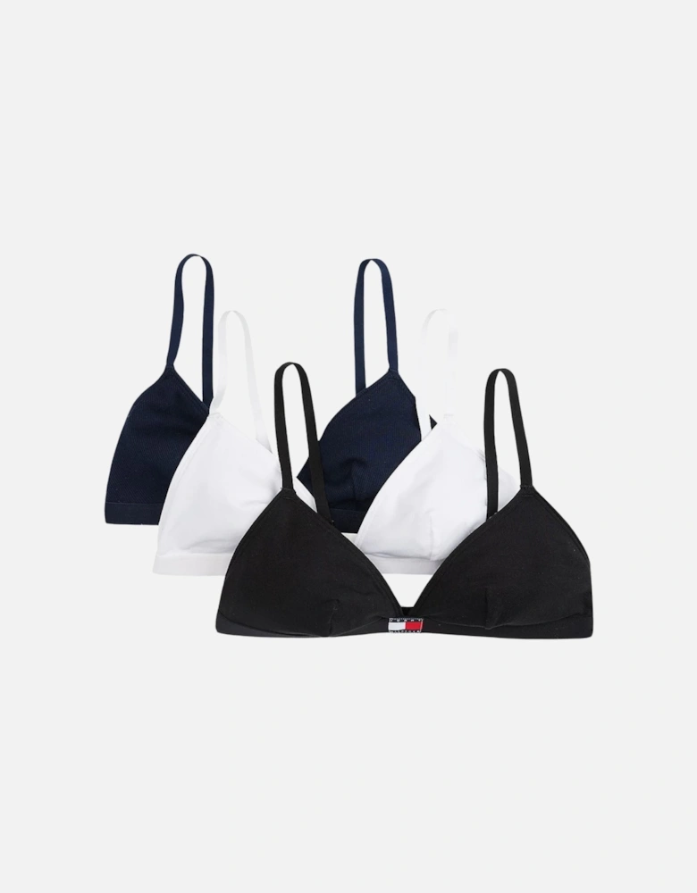 3-Pack Heritage Logo Triangle Bras, Black/White/Navy