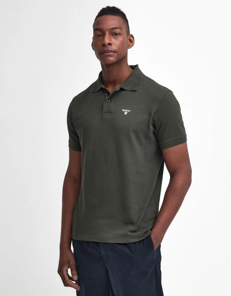 Tartan Pique Mens Polo - Seaweed