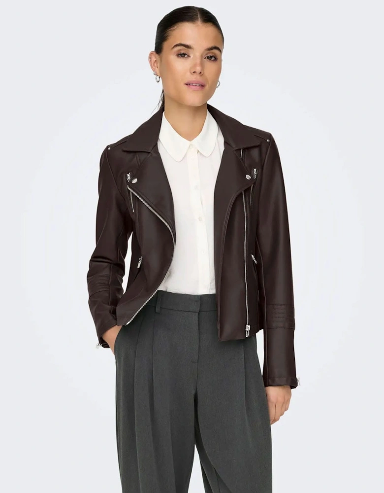 Gemma Faux Leather Biker Jacket - Womens Gemma Faux Leather Biker Jacket