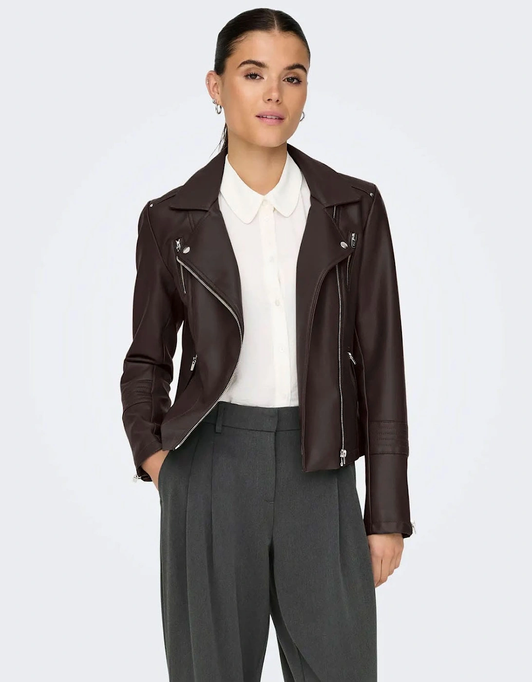 Gemma Faux Leather Biker Jacket - Womens Gemma Faux Leather Biker Jacket