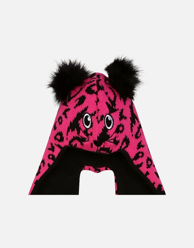 Childrens/Kids Snowplay Leopard Print 3 in 1 Hat Scarf