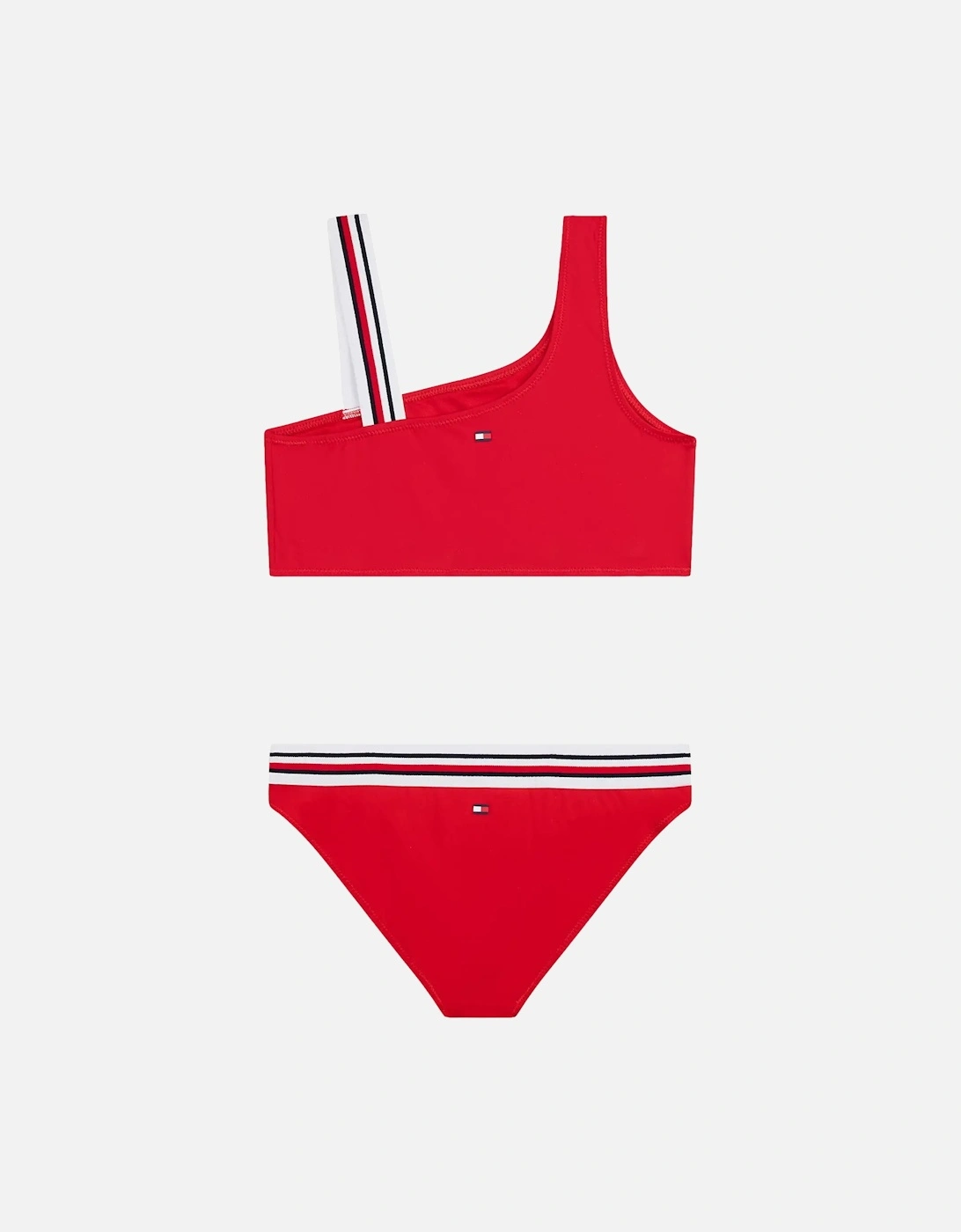 Girls Global Stripe One Shoulder Bikini Set, Red, 3 of 2