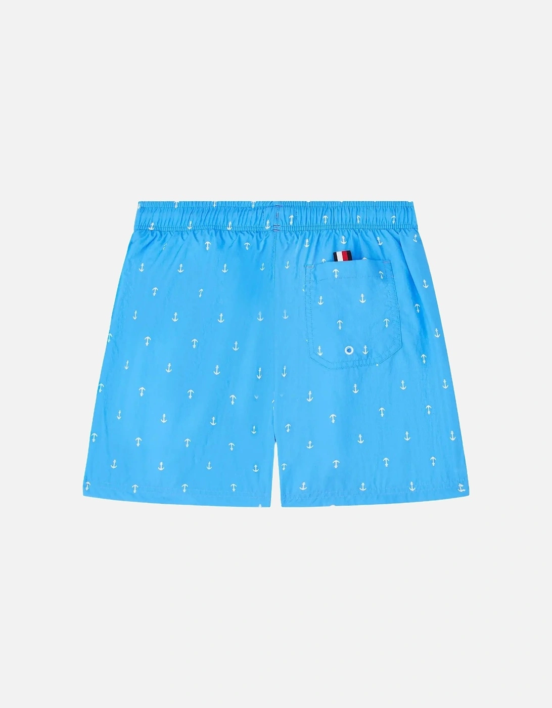 Boys Print Mid Length Swim Shorts, Anchor Blue Spell