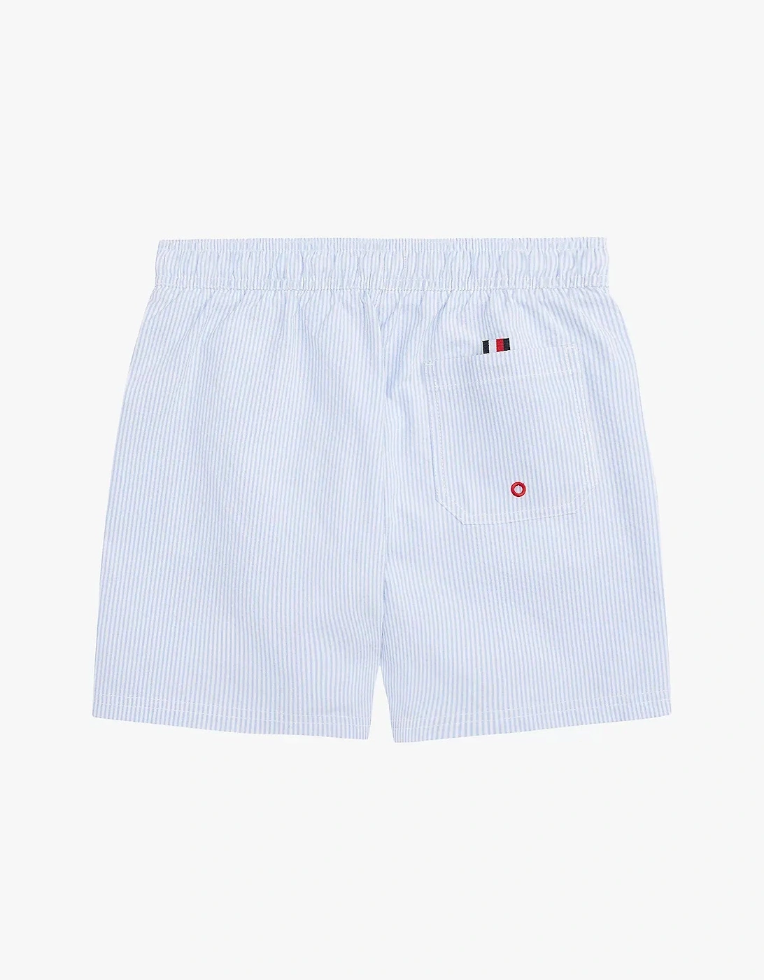Boys Original Ithaca Stripe Mid Length Swim Shorts, Ithaca White & Sweet Blue