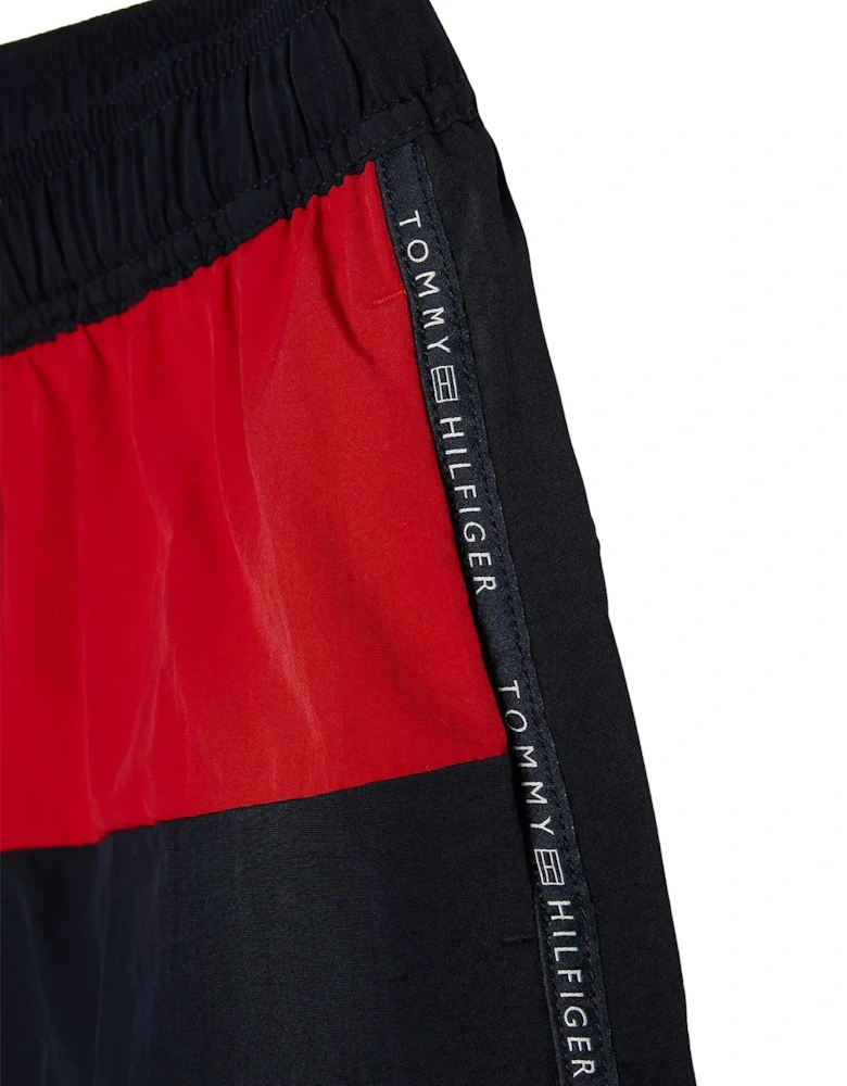 Boys Flag Logo Swim Shorts, Navy Blue