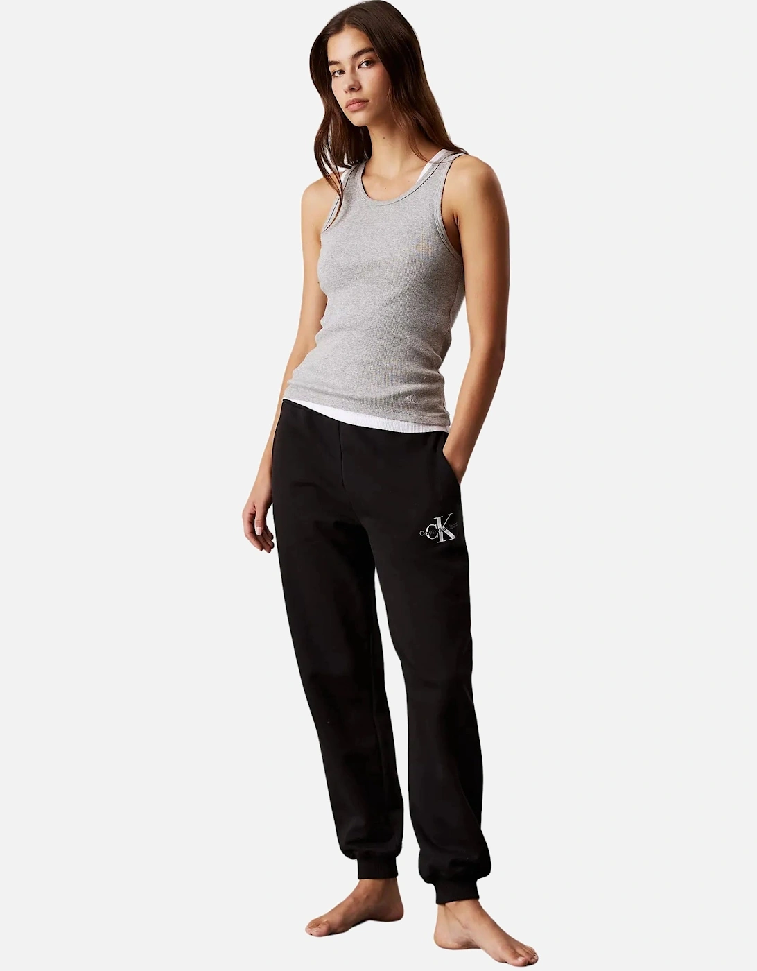 3-Pack Ribbed Scoop-Neck Tank Tops, Black/White/Grey
