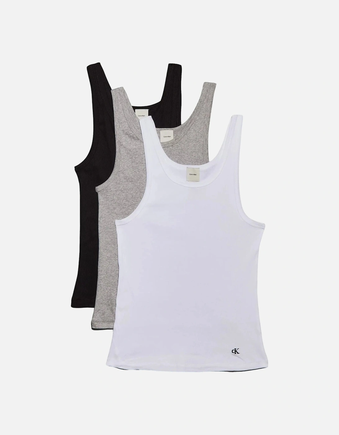 3-Pack Ribbed Scoop-Neck Tank Tops, Black/White/Grey, 6 of 5