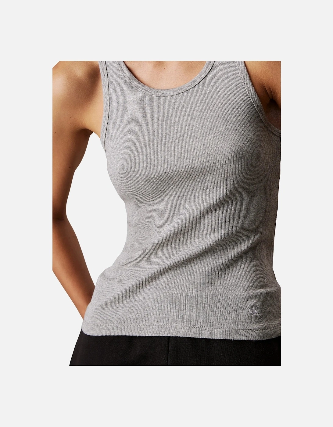 3-Pack Ribbed Scoop-Neck Tank Tops, Black/White/Grey