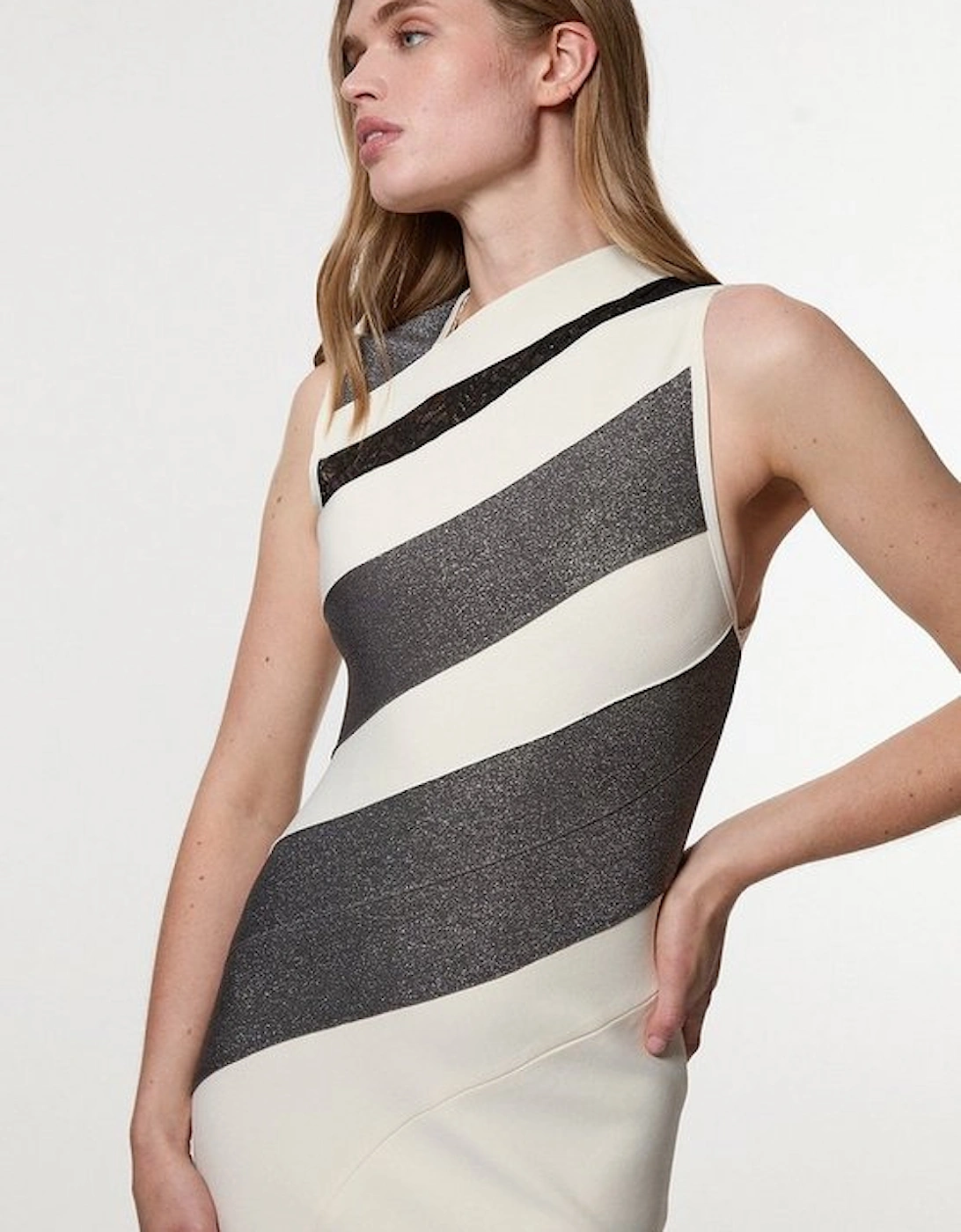 Figure Form Bandage Lace Detail Sleeveless Knit Maxi Dress, 2 of 1