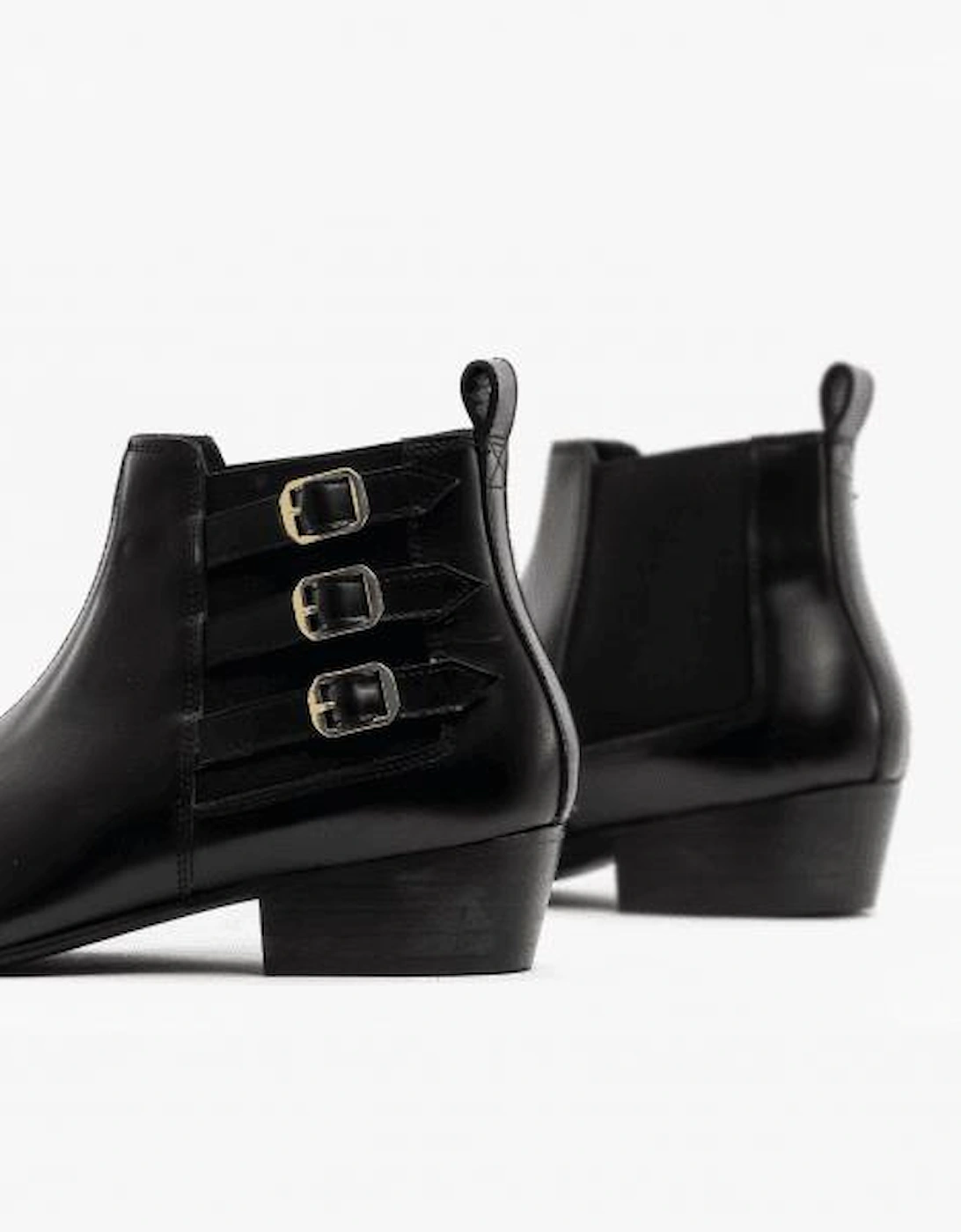 LORENZO Mens Leather Cuban Heel Boots Black