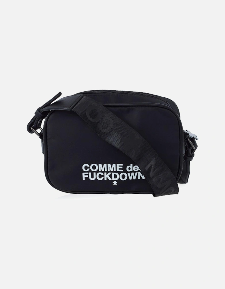 Polyester and Eco-Leather Shoulder Bag with Logo Print. Women - Black