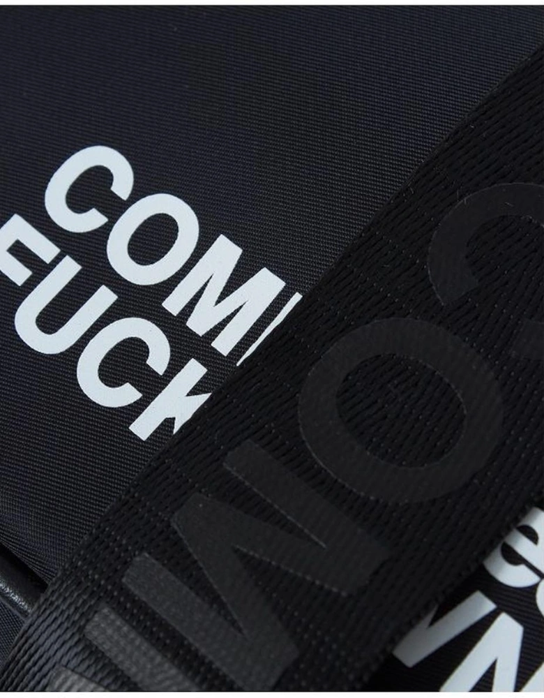 Polyester and Eco-Leather Shoulder Bag with Logo Print. Women - Black