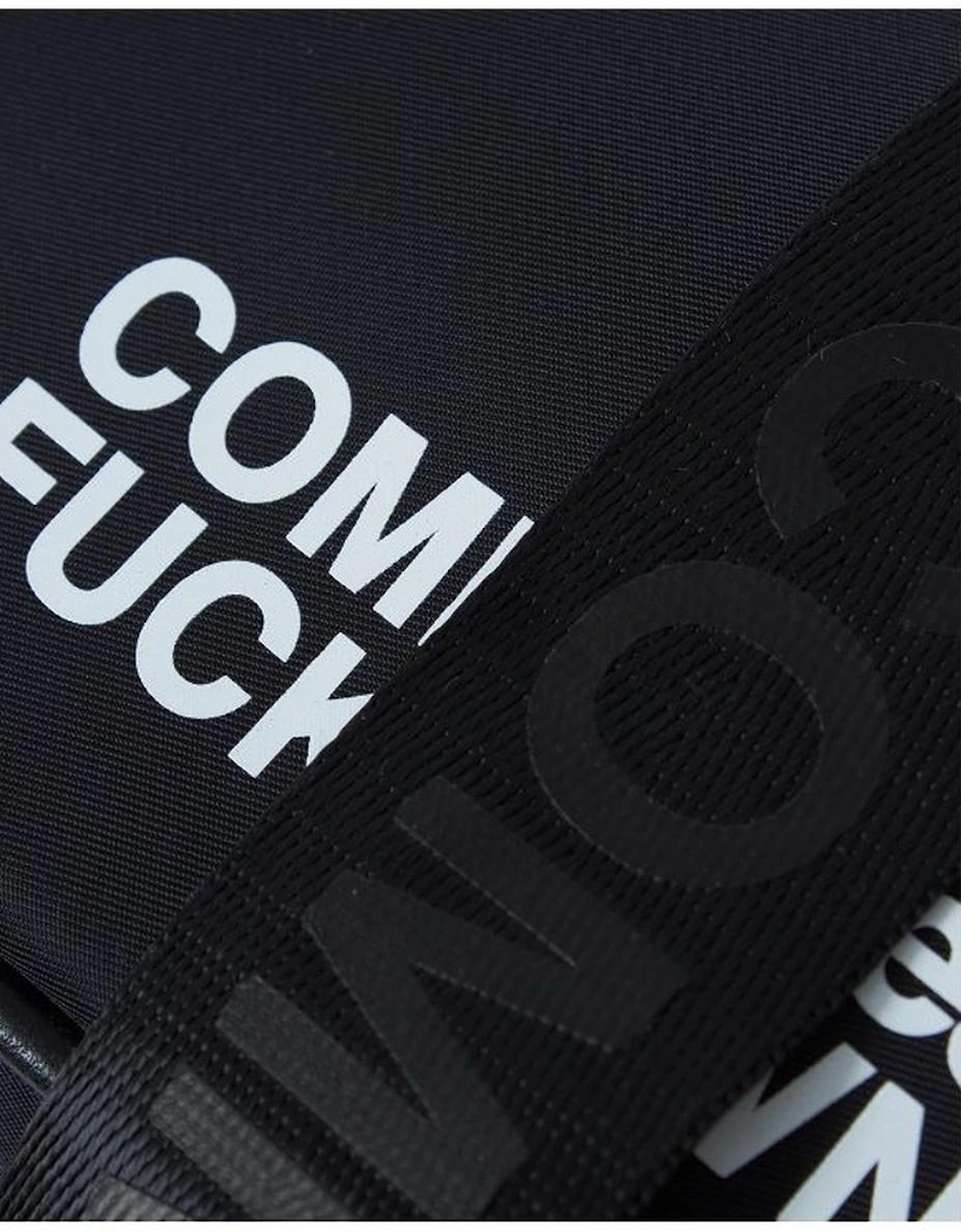 Polyester and Eco-Leather Shoulder Bag with Logo Print. Women - Black