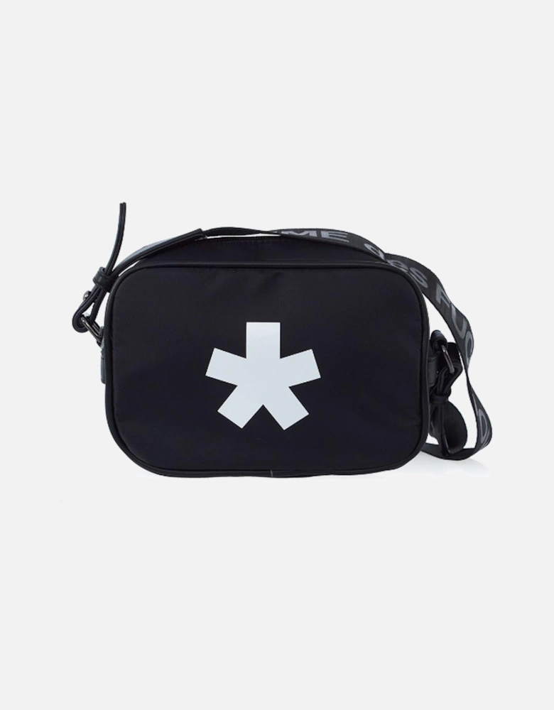 Polyester and Eco-Leather Shoulder Bag with Logo Print. Women - Black