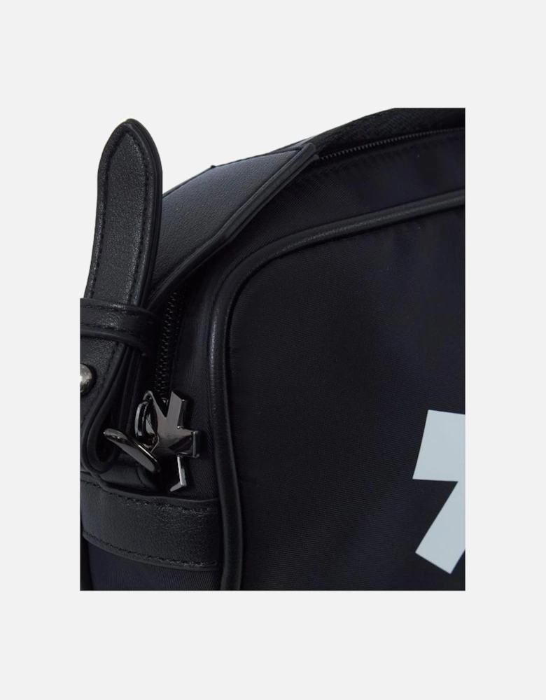 Polyester and Eco-Leather Shoulder Bag with Logo Print. Women - Black