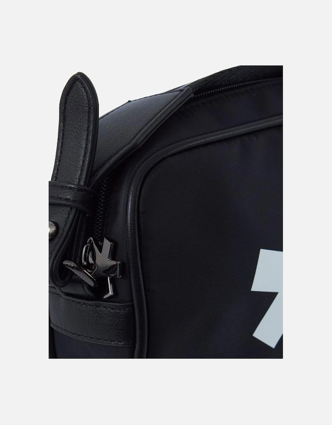 Polyester and Eco-Leather Shoulder Bag with Logo Print. Women - Black