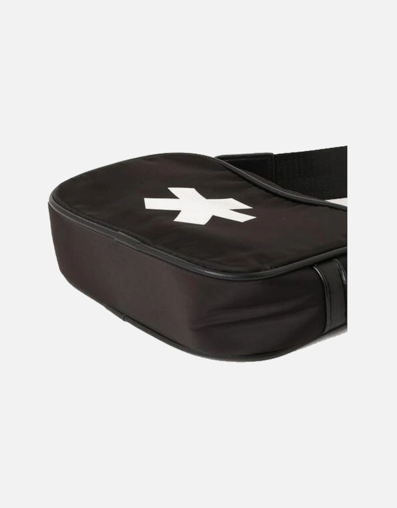 Polyester and Eco-Leather Shoulder Bag with Logo Print. Women - Black