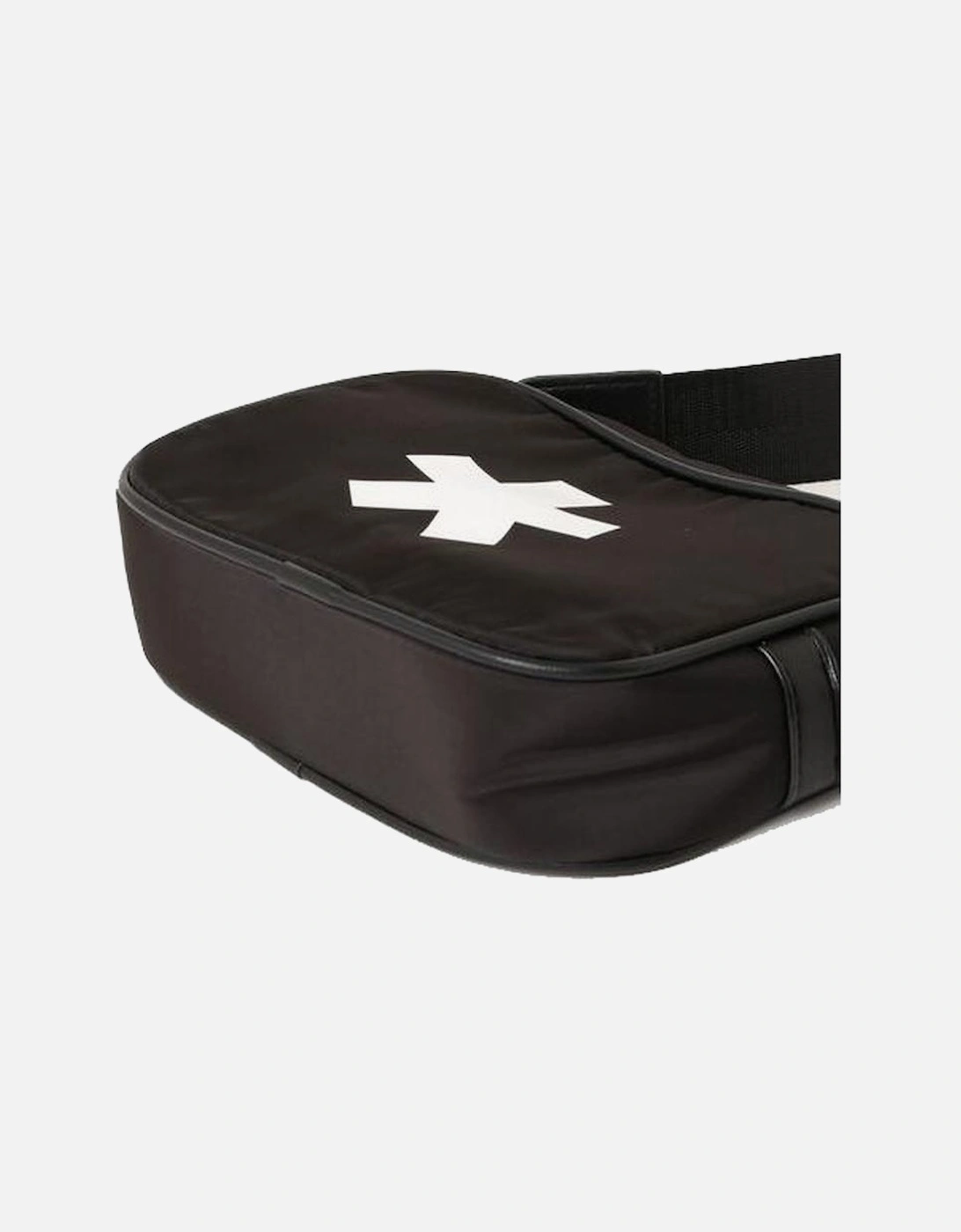 Polyester and Eco-Leather Shoulder Bag with Logo Print. Women - Black