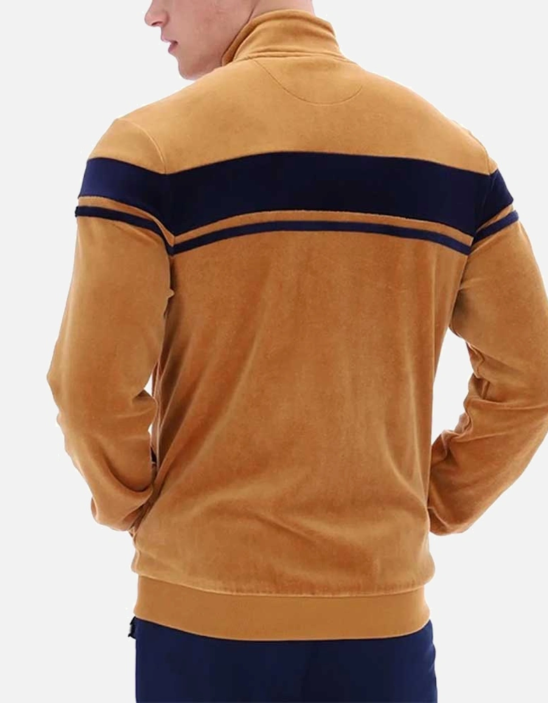 Damarindo Velour Track Top - Almond Tan / Maritime Blue
