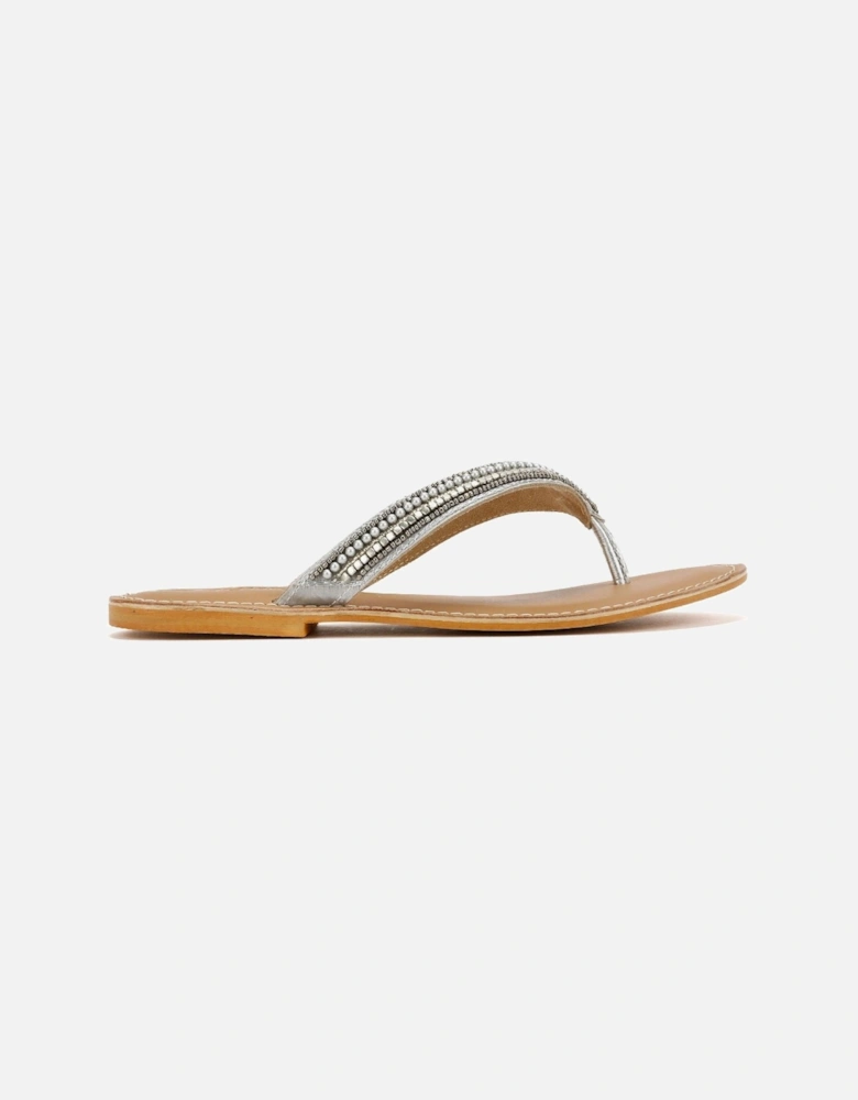 Tower London Metallic Bead Thong Women's Silver Sandals