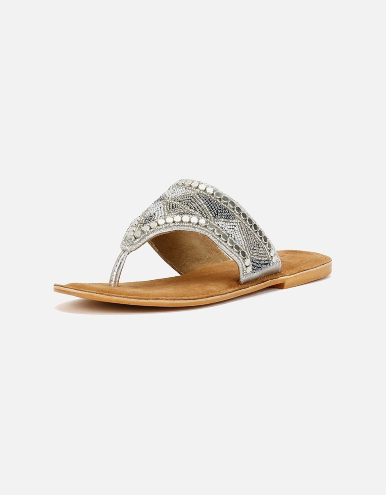 Tower London Wide Vamp Toepost Women's Silver Sandals
