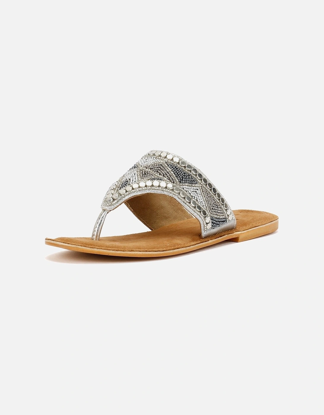 Tower London Wide Vamp Toepost Women's Silver Sandals