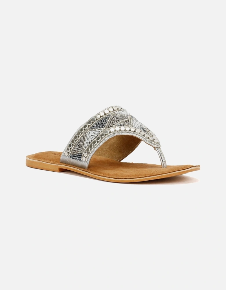 Tower London Wide Vamp Toepost Women's Silver Sandals