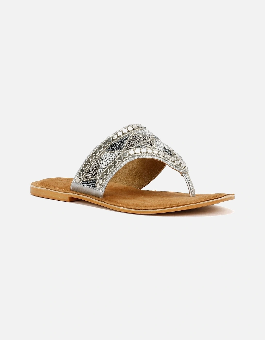 Tower London Wide Vamp Toepost Women's Silver Sandals