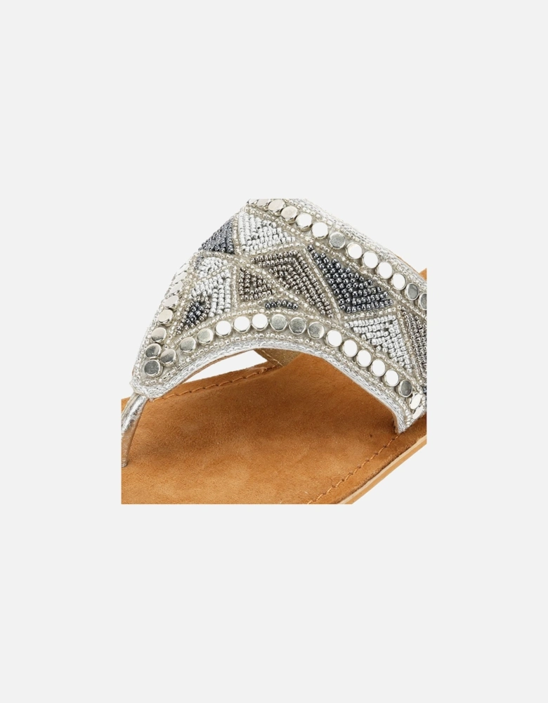 Tower London Wide Vamp Toepost Women's Silver Sandals