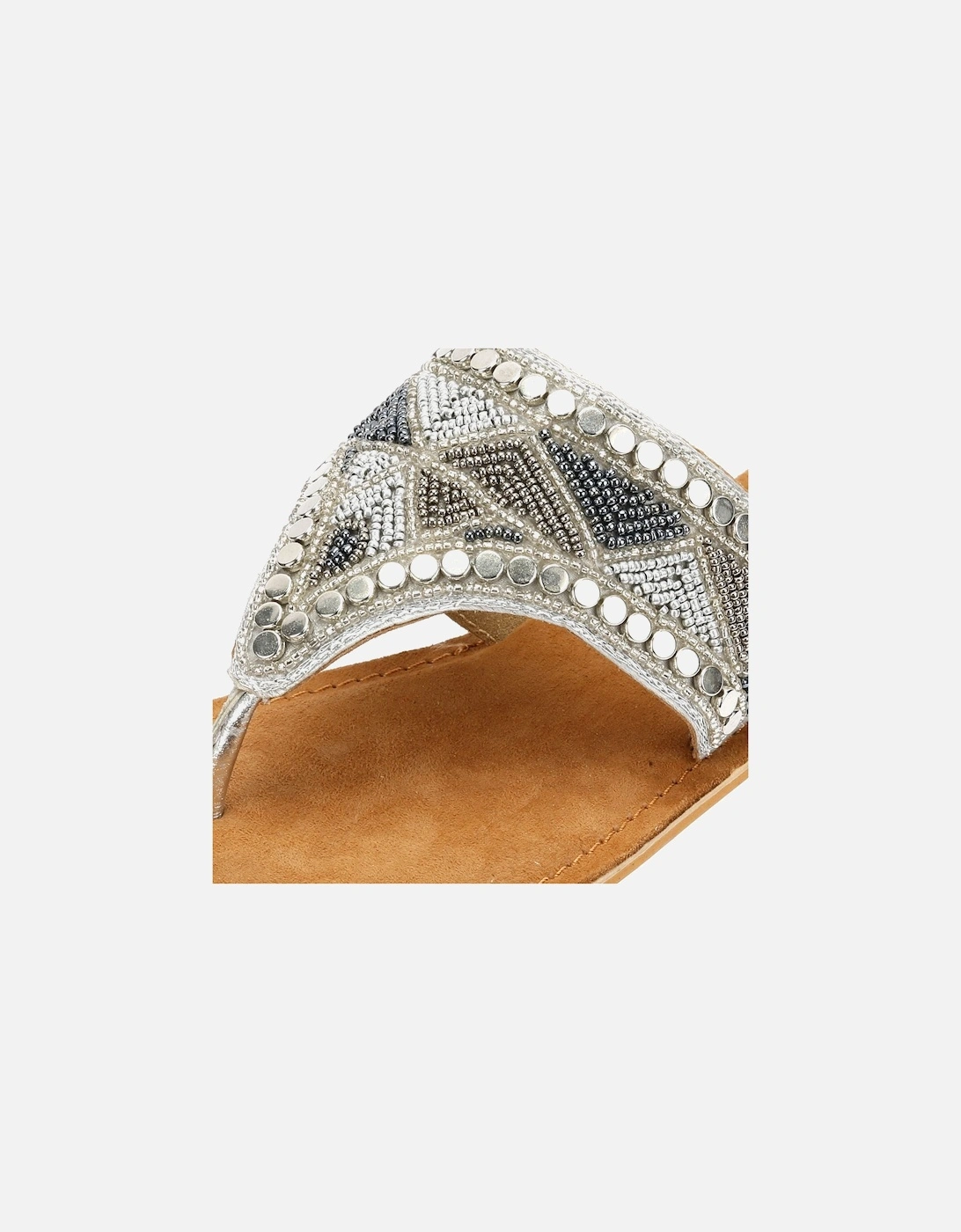 Tower London Wide Vamp Toepost Women's Silver Sandals