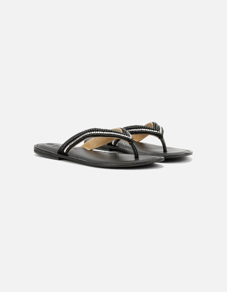 Tower London Metallic Bead Thong Women's Black Sandals