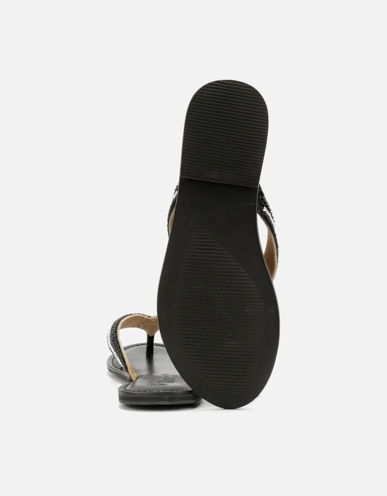 Tower London Metallic Bead Thong Women's Black Sandals