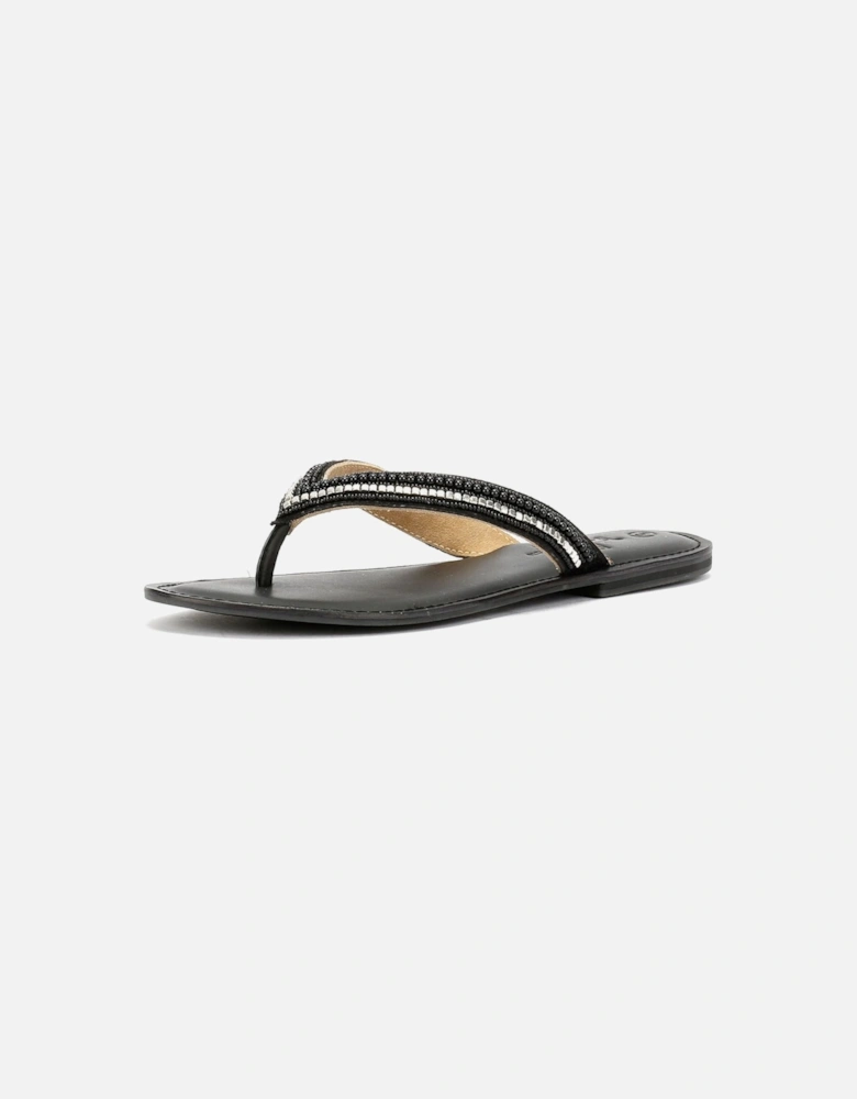 Tower London Metallic Bead Thong Women's Black Sandals