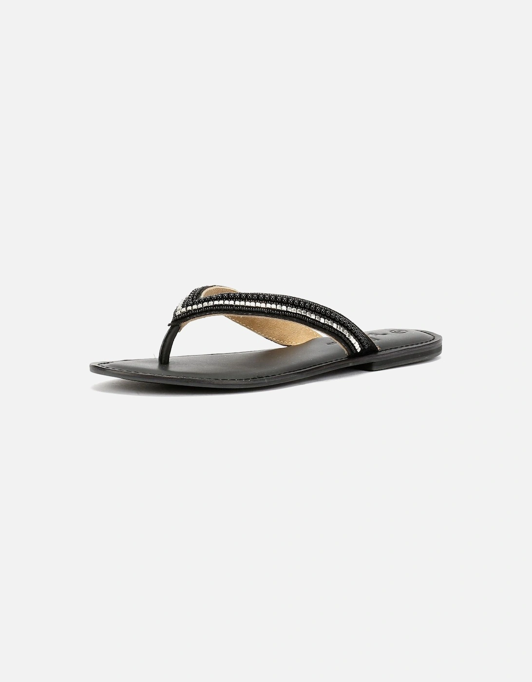 Tower London Metallic Bead Thong Women's Black Sandals