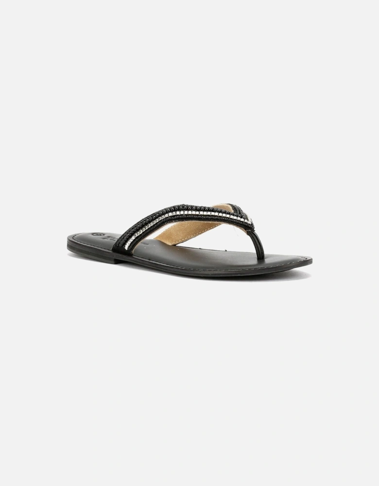 Tower London Metallic Bead Thong Women's Black Sandals
