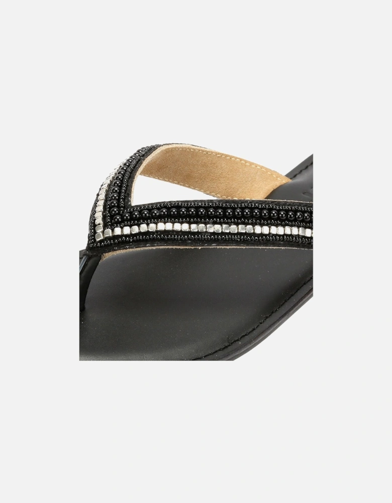 Tower London Metallic Bead Thong Women's Black Sandals