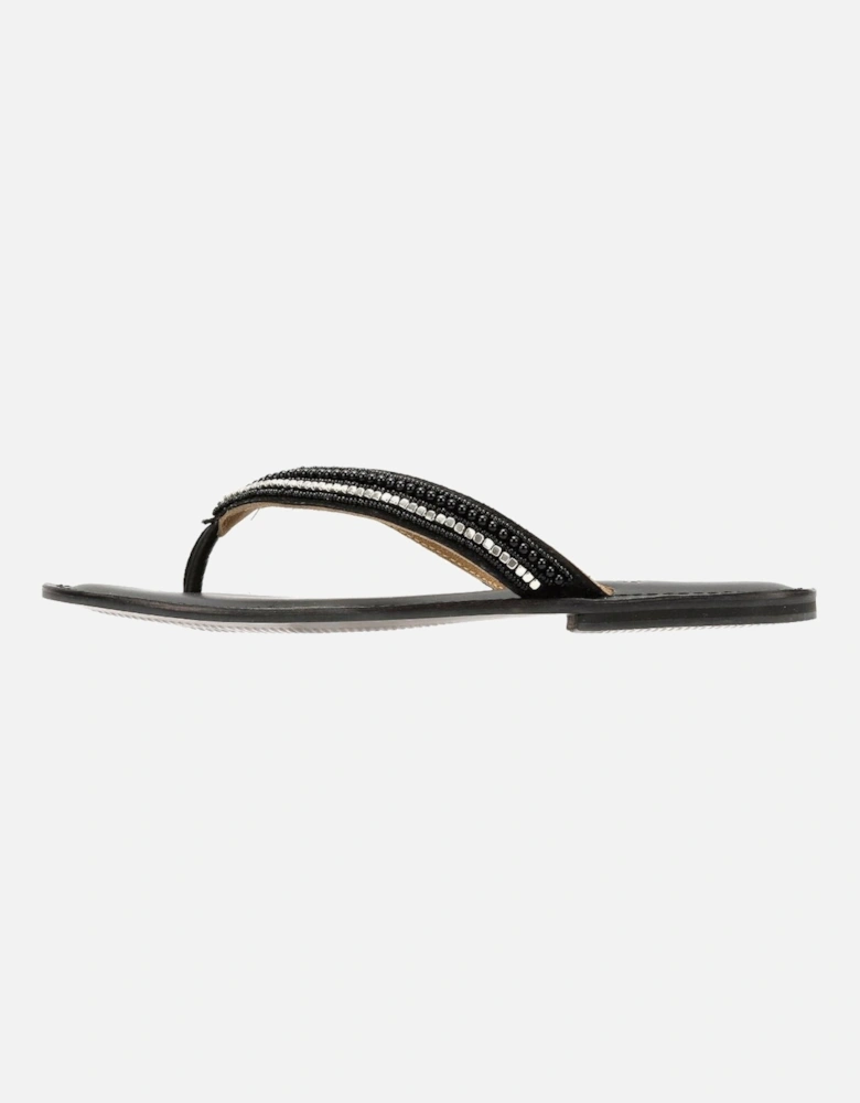 Tower London Metallic Bead Thong Women's Black Sandals