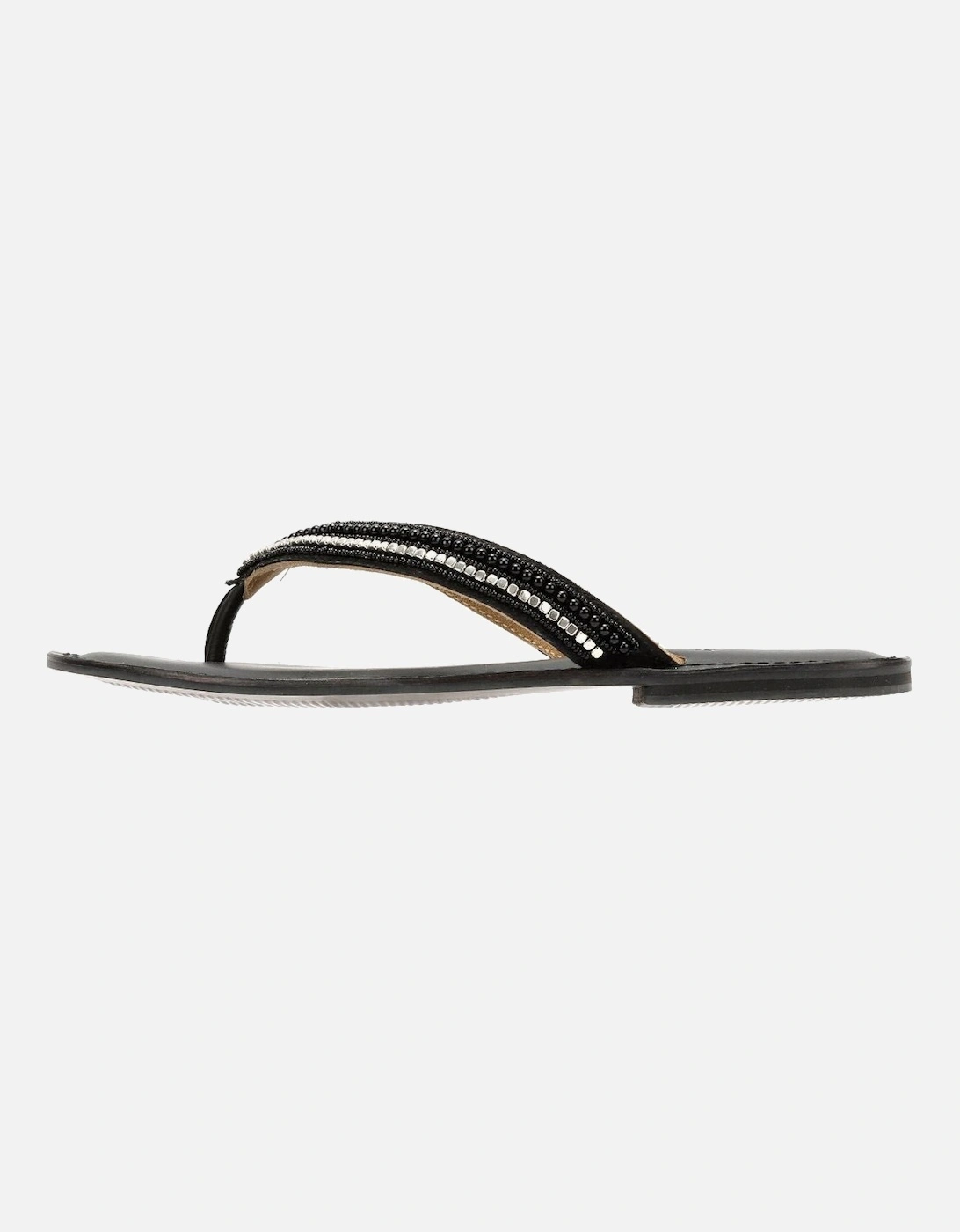 Tower London Metallic Bead Thong Women's Black Sandals