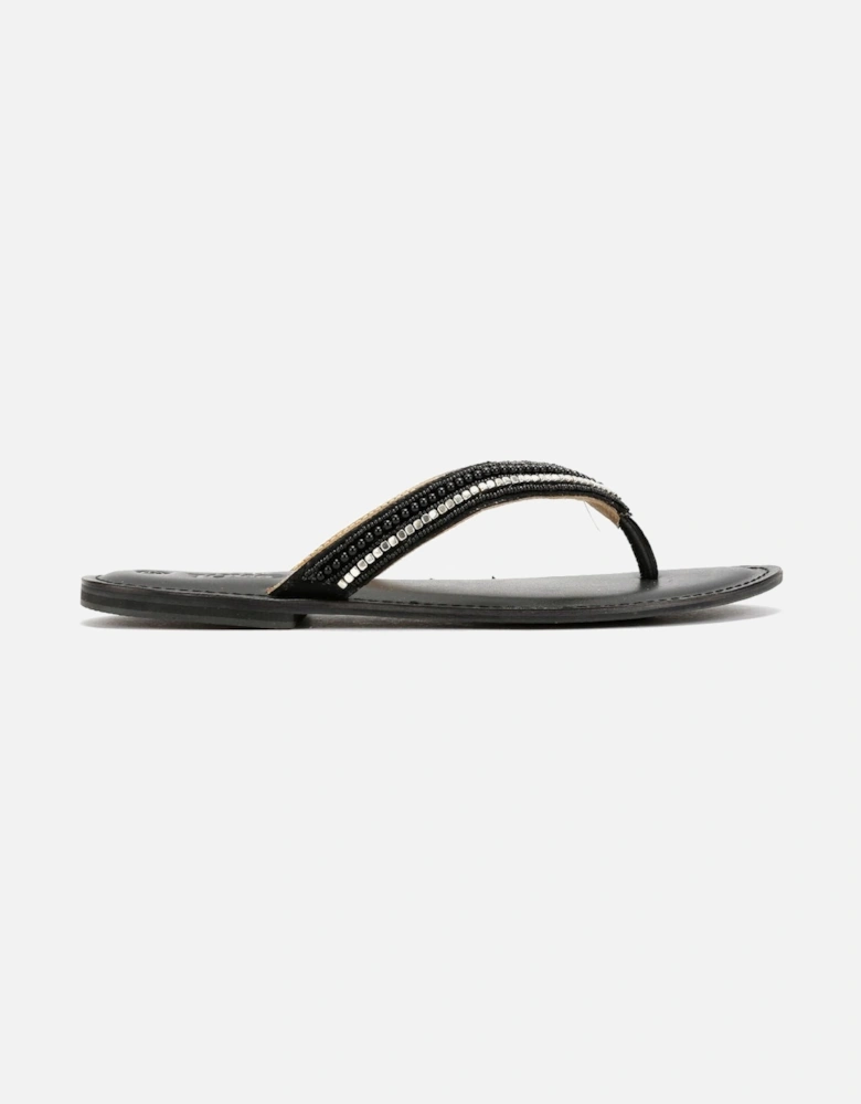 Tower London Metallic Bead Thong Women's Black Sandals