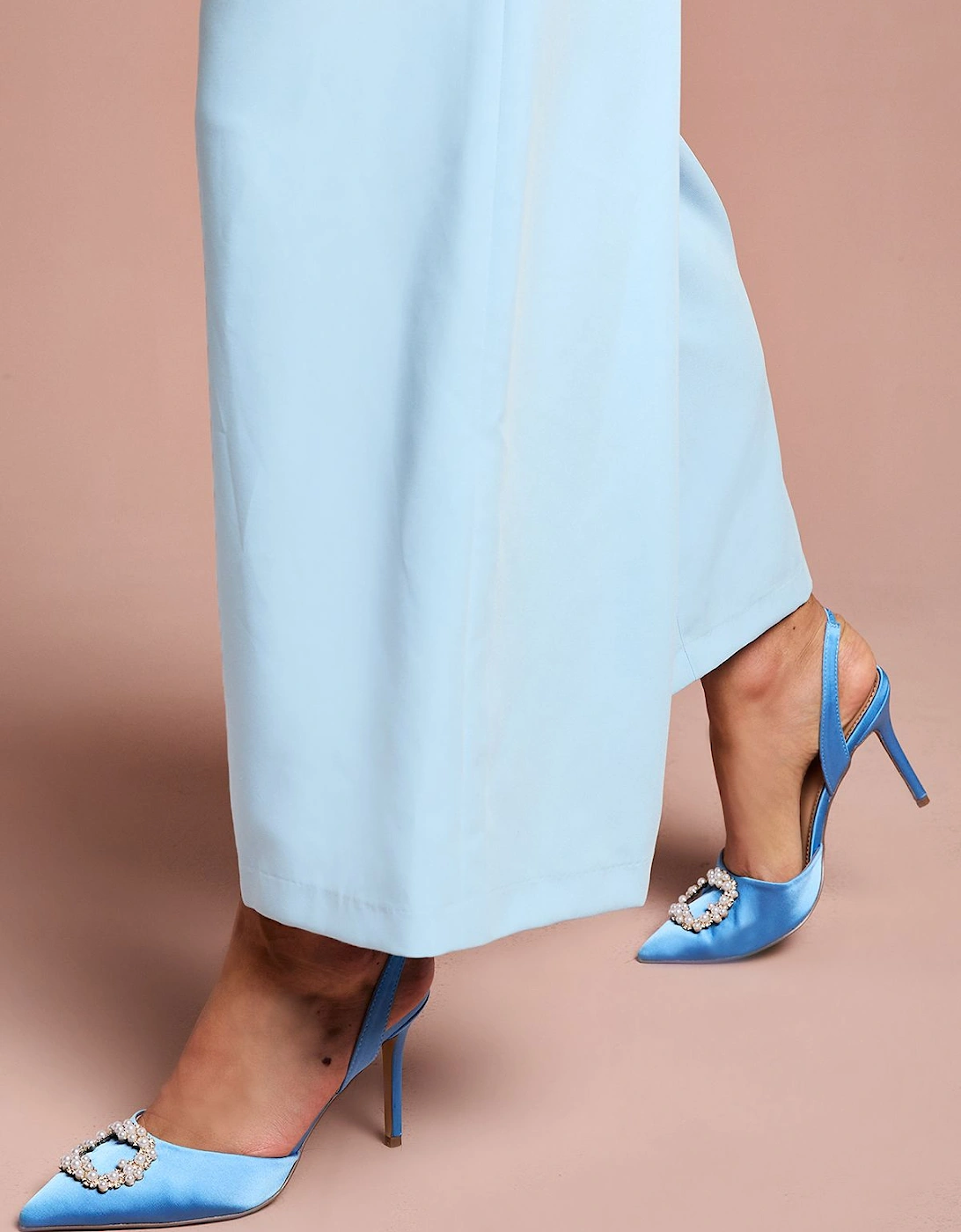 Selene Satin Pearl Trim Slingback High Heel Court Shoes, 2 of 1