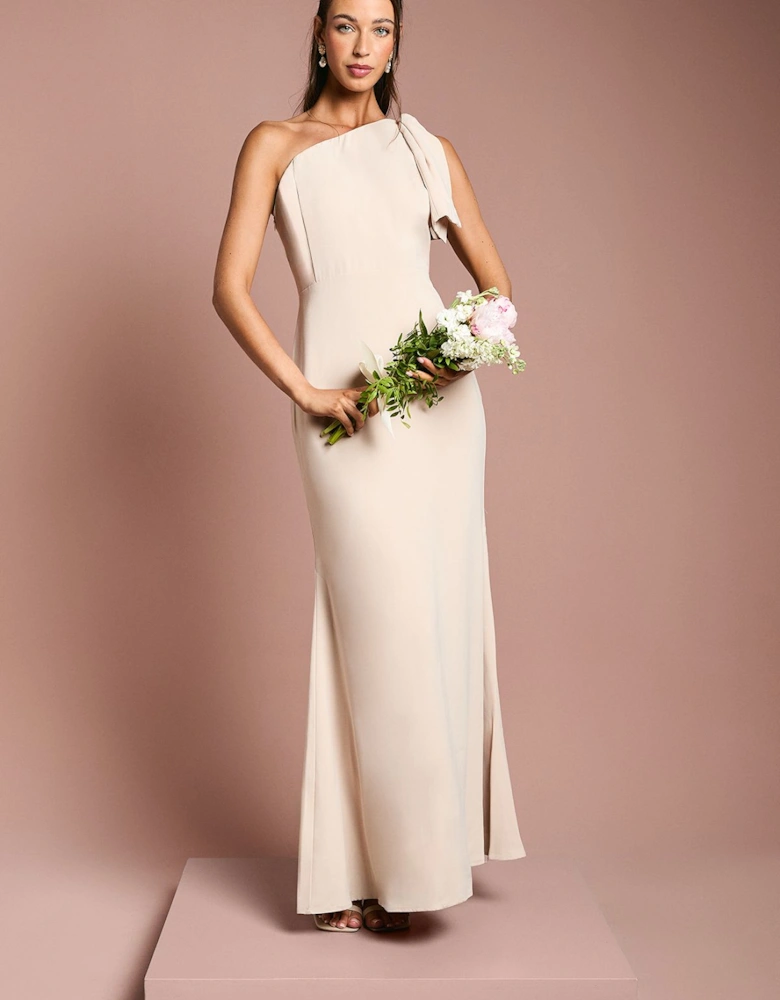 Honoured Bow One Shoulder Maxi Bridesmaid Dress